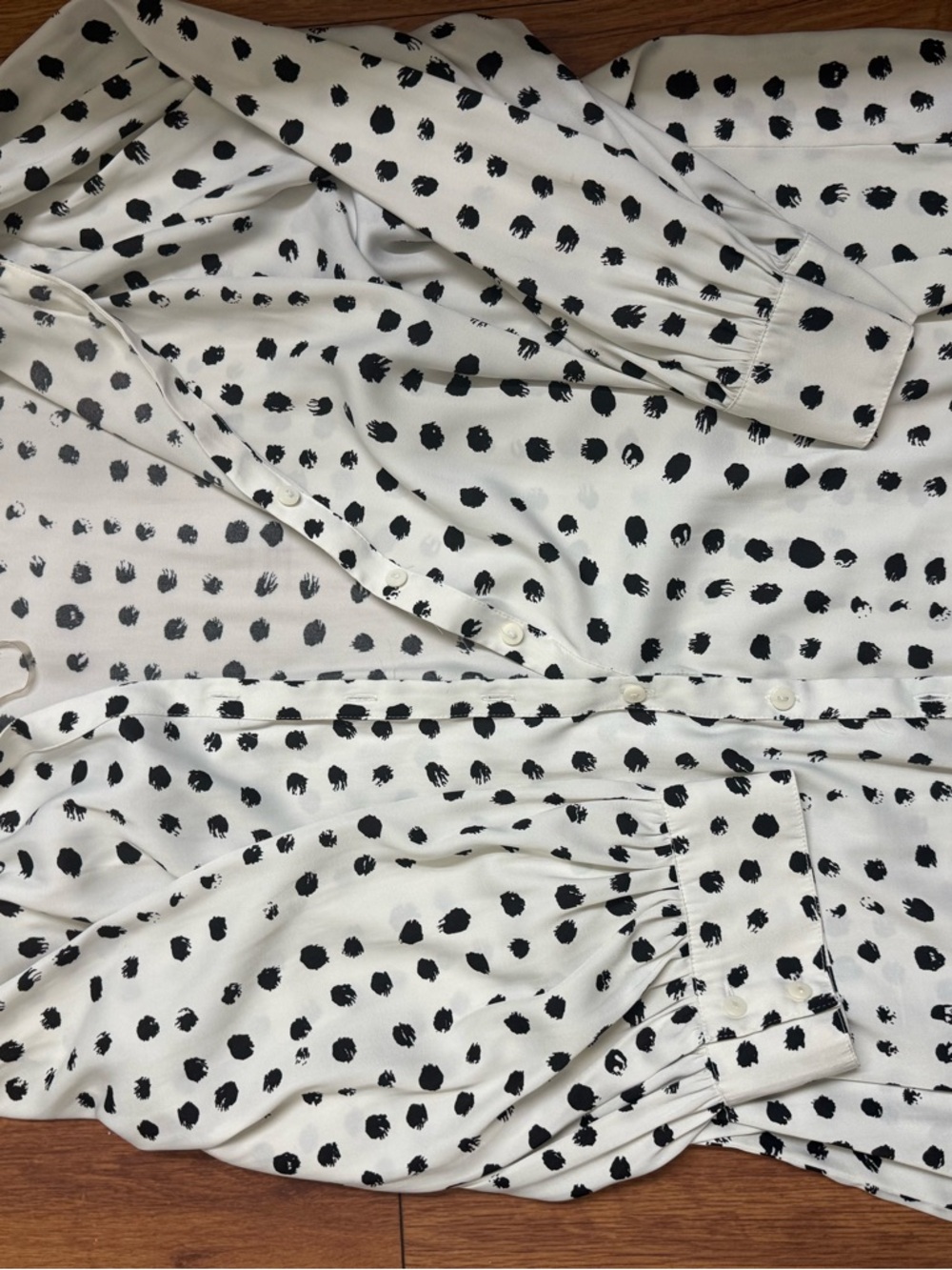 Worthington White Blouse with Black Polka Dot Print